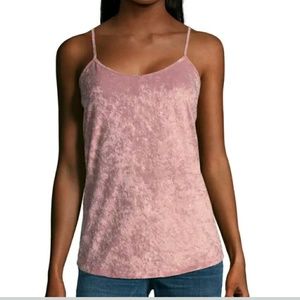Women's Crushed Velvet Tank Top Camisole Pink